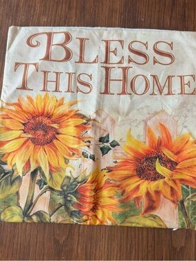 Bless This Home Sunflower Decorative Pillow Cover